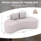Costway Canapé incurvé en tissu de 199,4 cm avec 2 coussins confortables et dossier bas, beige/gris