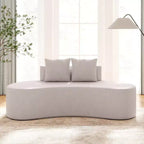 Costway Canapé incurvé en tissu de 199,4 cm avec 2 coussins confortables et dossier bas, beige/gris