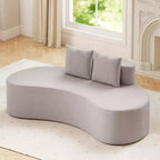 Costway Canapé incurvé en tissu de 199,4 cm avec 2 coussins confortables et dossier bas, beige/gris