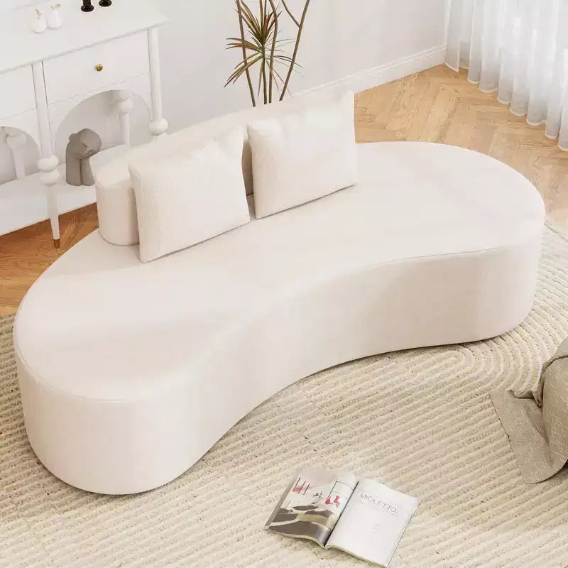 Costway Canapé incurvé en tissu de 199,4 cm avec 2 coussins confortables et dossier bas, beige/gris