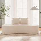 Costway Canapé incurvé en tissu de 199,4 cm avec 2 coussins confortables et dossier bas, beige/gris