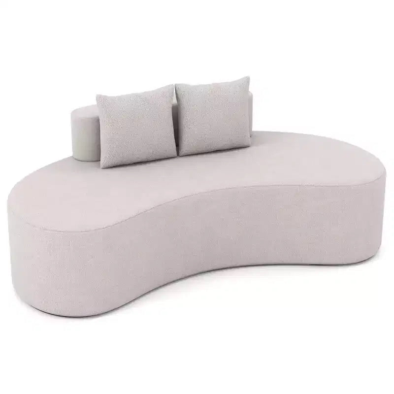 Costway Canapé incurvé en tissu de 199,4 cm avec 2 coussins confortables et dossier bas, beige/gris