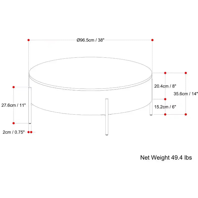Table basse ronde moderne urbaine tambour Farmington en bois de manguier massif de 38 po de large