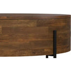 Table basse ronde moderne urbaine tambour Farmington en bois de manguier massif de 38 po de large