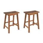 MAYEERTY Tabourets de comptoir de ferme 2 pièces, design rustique en bois, petite salle à manger, Noyer