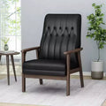 MAYEERTY Mid Century Modern Accent Chair, Upholstered Matte Black Faux Leather, Living Room Bedroom