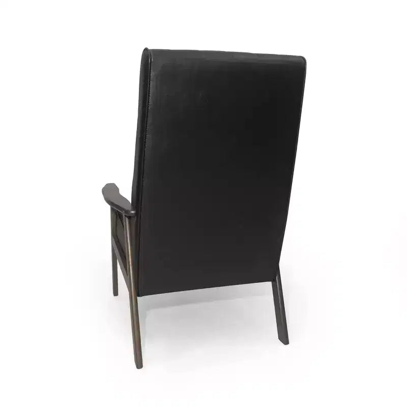 MAYEERTY Chaise d'appoint moderne du milieu du siècle, revêtement en similicuir noir mat, salon chambre à coucher
