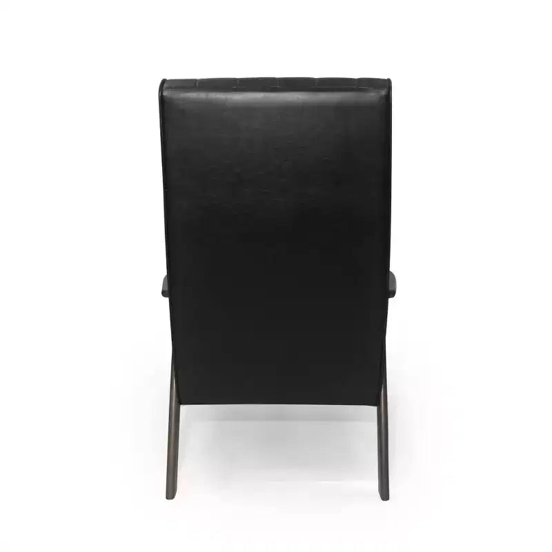 MAYEERTY Chaise d'appoint moderne du milieu du siècle, revêtement en similicuir noir mat, salon chambre à coucher