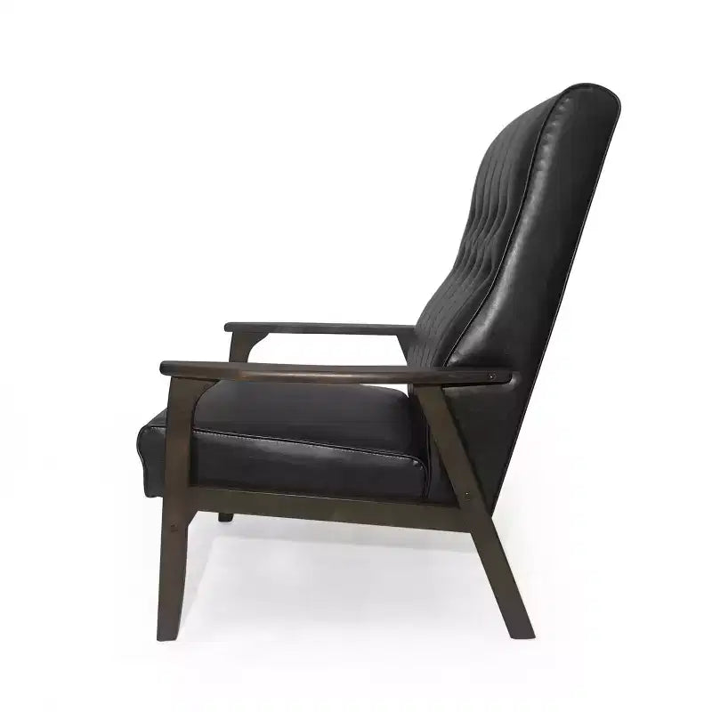 MAYEERTY Chaise d'appoint moderne du milieu du siècle, revêtement en similicuir noir mat, salon chambre à coucher