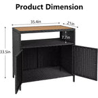 Meuble de rangement d'extérieur en rotin - Noir et marron, résistant aux intempéries, pour patio/jardin/terrasse