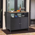 Meuble de rangement d'extérieur en rotin - Noir et marron, résistant aux intempéries, pour patio/jardin/terrasse