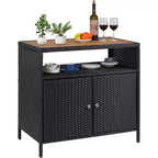 Meuble de rangement d'extérieur en rotin - Noir et marron, résistant aux intempéries, pour patio/jardin/terrasse