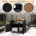 Meuble de rangement d'extérieur en rotin - Noir et marron, résistant aux intempéries, pour patio/jardin/terrasse