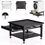 27 Wide Washer and Dryer Pedestals with Pullout-Shelf, 16 Hight Laundry Pedestal with Adjustable Anti-Vibration Pads, Drain Pan and Hose, 1000 lbs