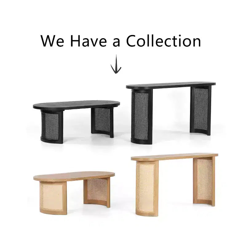 Console de 60 po avec piètement en rotin, Table de canapé étroite, Table d'entrée moderne pour couloir, salon et foyer - Panipeachy
