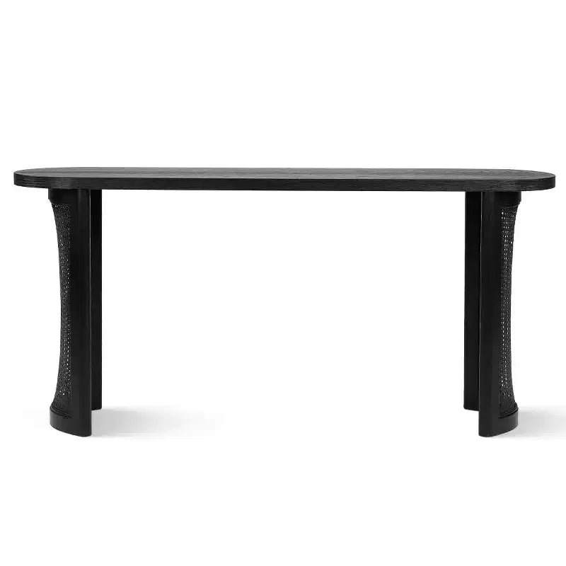 Console de 60 po avec piètement en rotin, Table de canapé étroite, Table d'entrée moderne pour couloir, salon et foyer - Panipeachy