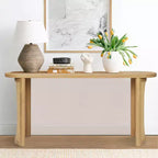 Console de 60 po avec piètement en rotin, Table de canapé étroite, Table d'entrée moderne pour couloir, salon et foyer - Panipeachy