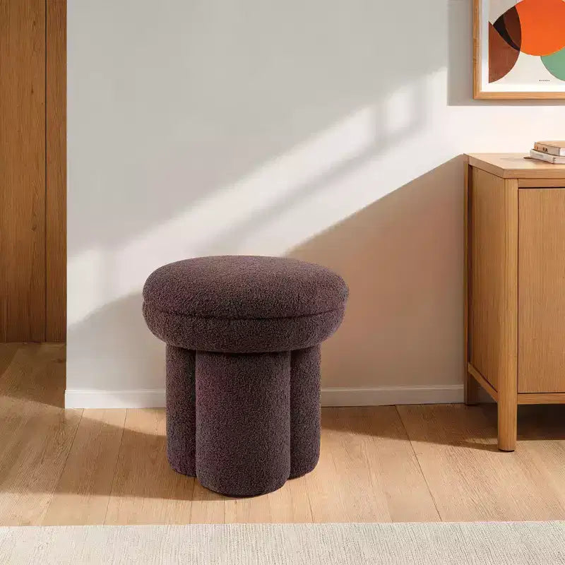 TUYOHW Tabouret d'appoint en forme de champignon, pouf de 44,5 cm avec plateau rond, base piédestal, chaise sans accoudoirs rembourrée en tissu shearling pour salon