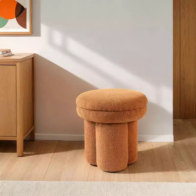 TUYOHW Tabouret d'appoint en forme de champignon, pouf de 44,5 cm avec plateau rond, base piédestal, chaise sans accoudoirs rembourrée en tissu shearling pour salon