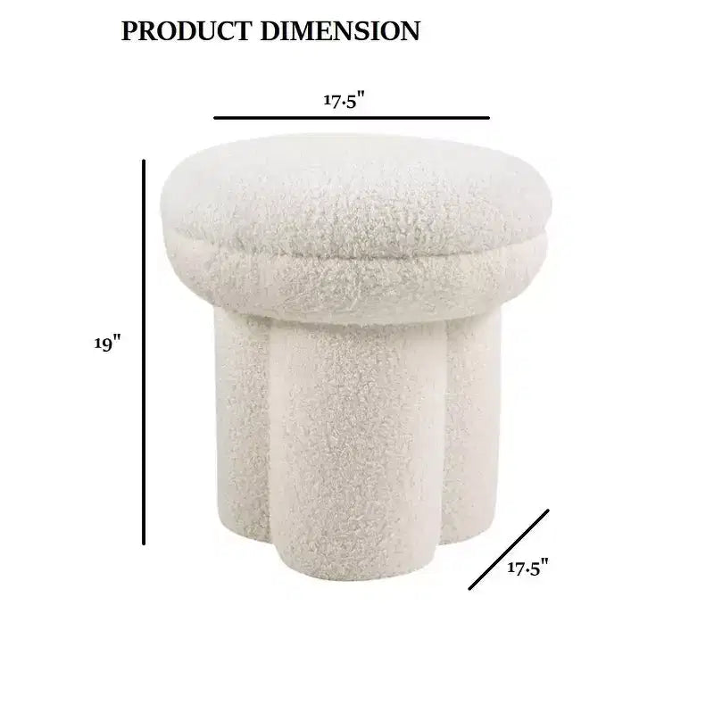TUYOHW Tabouret d'appoint en forme de champignon, pouf de 44,5 cm avec plateau rond, base piédestal, chaise sans accoudoirs rembourrée en tissu shearling pour salon