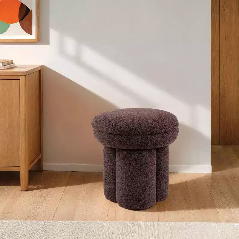 TUYOHW Tabouret d'appoint en forme de champignon, pouf de 44,5 cm avec plateau rond, base piédestal, chaise sans accoudoirs rembourrée en tissu shearling pour salon