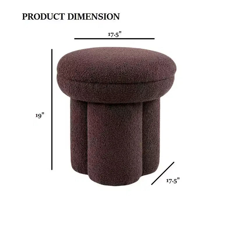 TUYOHW Tabouret d'appoint en forme de champignon, pouf de 44,5 cm avec plateau rond, base piédestal, chaise sans accoudoirs rembourrée en tissu shearling pour salon