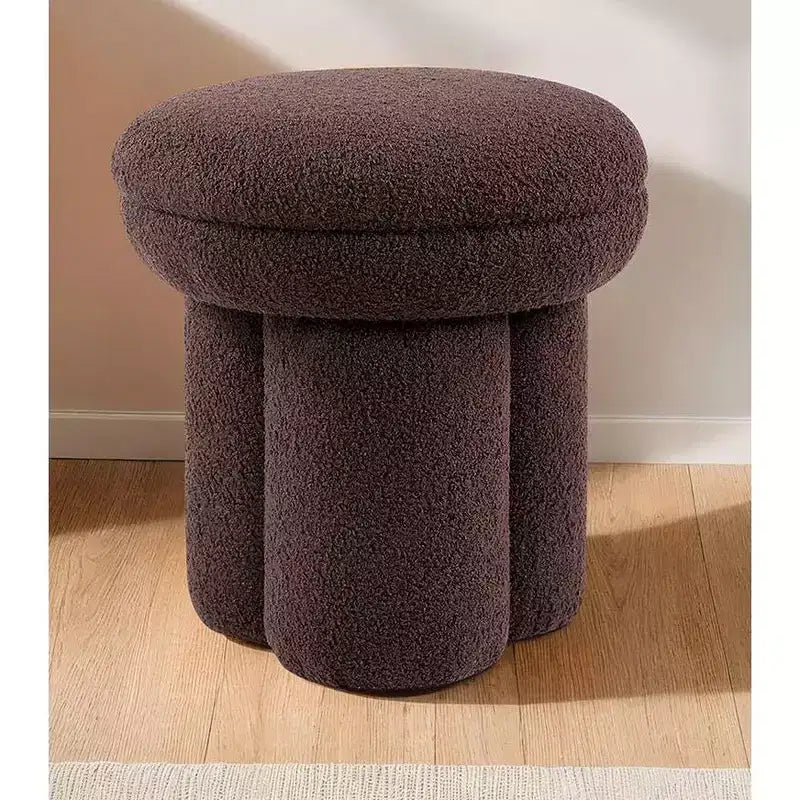 TUYOHW Tabouret d'appoint en forme de champignon, pouf de 44,5 cm avec plateau rond, base piédestal, chaise sans accoudoirs rembourrée en tissu shearling pour salon