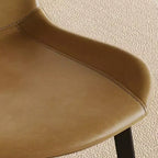 MAYEERTY Lot de 4 chaises de salle à manger modernes, assise en cuir PU marron, pieds en acier au carbone noir, pour maison, restaurant, salle de conférence