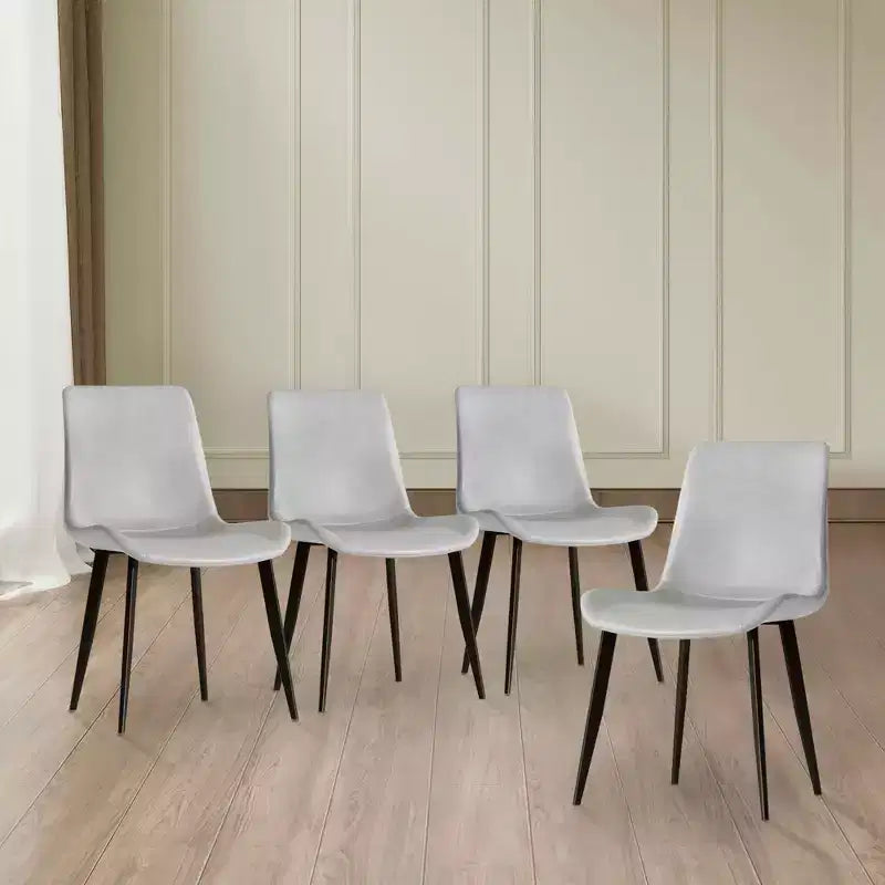 MAYEERTY Lot de 4 chaises de salle à manger modernes, assise en cuir PU marron, pieds en acier au carbone noir, pour maison, restaurant, salle de conférence