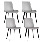 MAYEERTY Lot de 4 chaises de salle à manger modernes, assise en cuir PU marron, pieds en acier au carbone noir, pour maison, restaurant, salle de conférence
