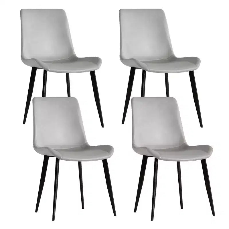MAYEERTY Lot de 4 chaises de salle à manger modernes, assise en cuir PU marron, pieds en acier au carbone noir, pour maison, restaurant, salle de conférence