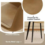 MAYEERTY Lot de 4 chaises de salle à manger modernes, assise en cuir PU marron, pieds en acier au carbone noir, pour maison, restaurant, salle de conférence