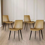 MAYEERTY Set of 4 Modern Dining Chairs, Brown PU Leather Seat Black Carbon Steel Legs, Home Restaurant Conference Room