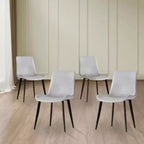 MAYEERTY Lot de 4 chaises de salle à manger modernes, assise en cuir PU marron, pieds en acier au carbone noir, pour maison, restaurant, salle de conférence