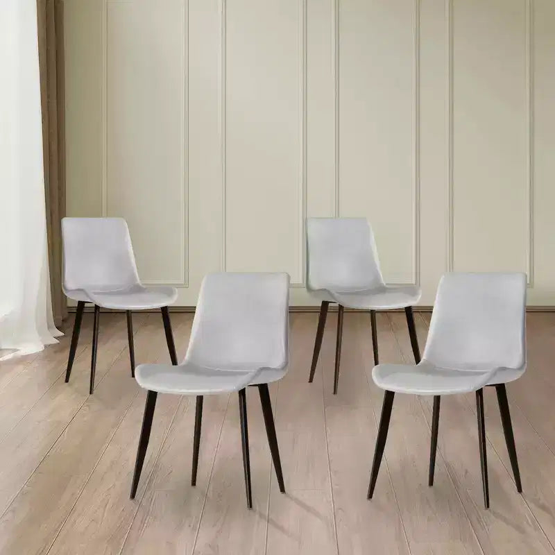 MAYEERTY Lot de 4 chaises de salle à manger modernes, assise en cuir PU marron, pieds en acier au carbone noir, pour maison, restaurant, salle de conférence