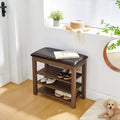 Natural Rubberwood Long Shoe Bench with Concealed Storage  Nordic Style Entryway Organizer