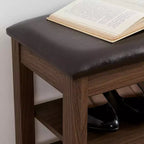 Banc à chaussures long en caoutchouc naturel avec rangement dissimulé – Organisateur d'entrée style nordique