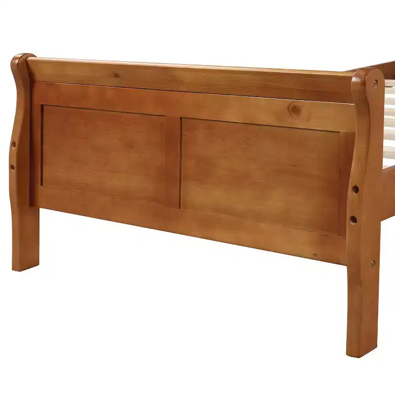 Cadre de lit plateforme double Bellemave en bois avec tête et pied de lit, support à lattes en bois massif, aucun sommier tapissier requis, assemblage facile pour enfants et adolescents