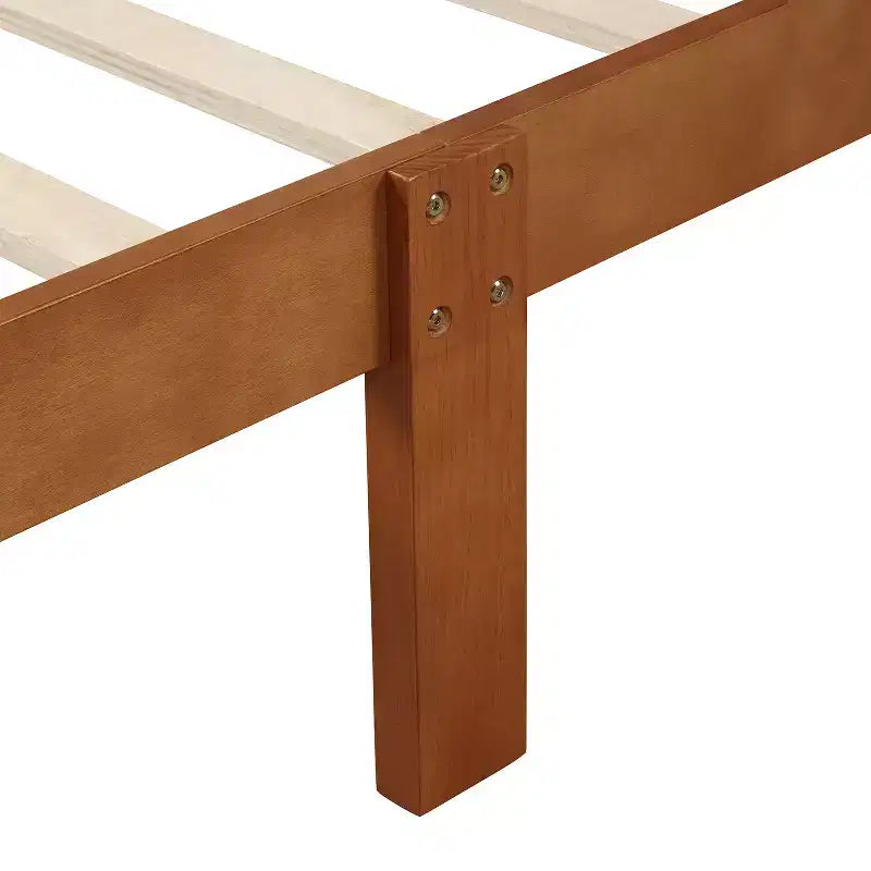 Cadre de lit plateforme double Bellemave en bois avec tête et pied de lit, support à lattes en bois massif, aucun sommier tapissier requis, assemblage facile pour enfants et adolescents