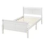 Cadre de lit plateforme double Bellemave en bois avec tête et pied de lit, support à lattes en bois massif, aucun sommier tapissier requis, assemblage facile pour enfants et adolescents