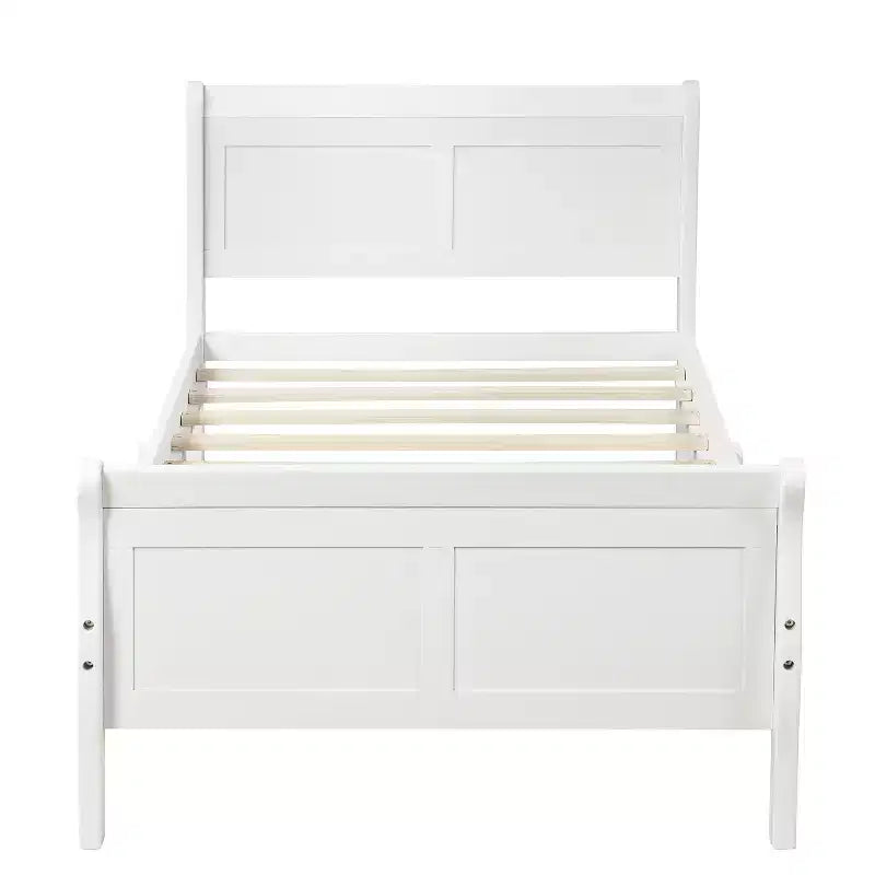 Cadre de lit plateforme double Bellemave en bois avec tête et pied de lit, support à lattes en bois massif, aucun sommier tapissier requis, assemblage facile pour enfants et adolescents