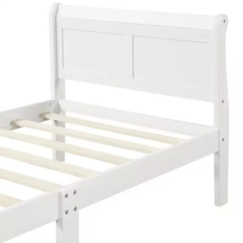 Cadre de lit plateforme double Bellemave en bois avec tête et pied de lit, support à lattes en bois massif, aucun sommier tapissier requis, assemblage facile pour enfants et adolescents