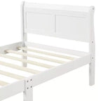 Cadre de lit plateforme double Bellemave en bois avec tête et pied de lit, support à lattes en bois massif, aucun sommier tapissier requis, assemblage facile pour enfants et adolescents