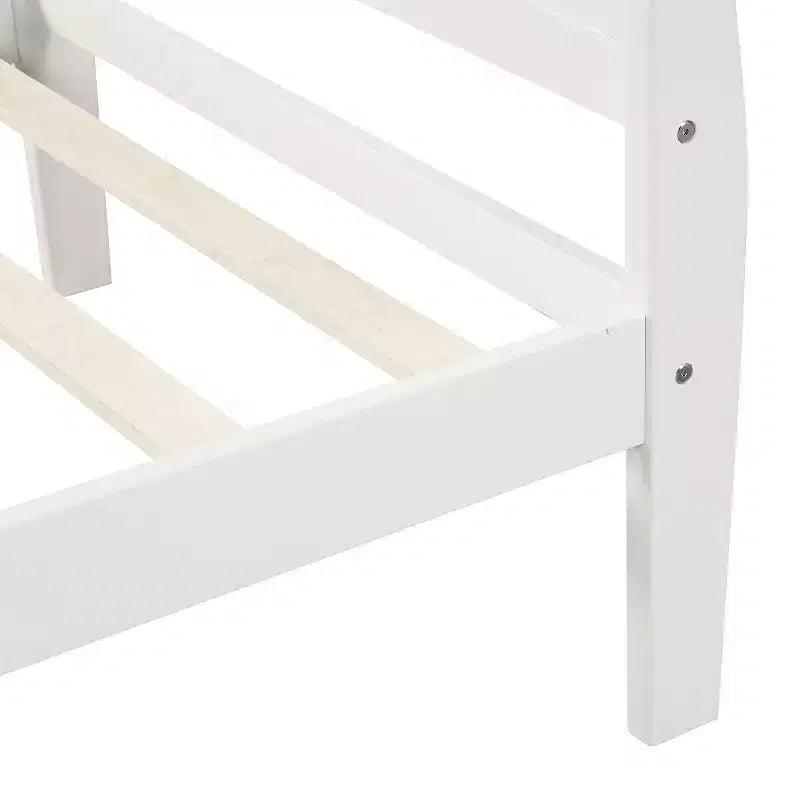 Cadre de lit plateforme double Bellemave en bois avec tête et pied de lit, support à lattes en bois massif, aucun sommier tapissier requis, assemblage facile pour enfants et adolescents
