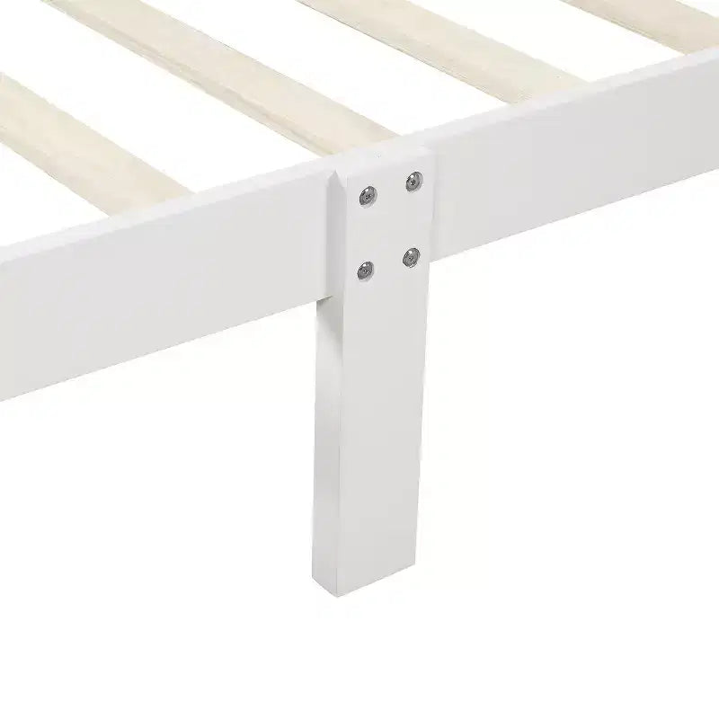 Cadre de lit plateforme double Bellemave en bois avec tête et pied de lit, support à lattes en bois massif, aucun sommier tapissier requis, assemblage facile pour enfants et adolescents