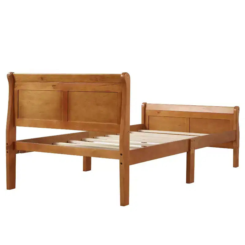 Cadre de lit plateforme double Bellemave en bois avec tête et pied de lit, support à lattes en bois massif, aucun sommier tapissier requis, assemblage facile pour enfants et adolescents