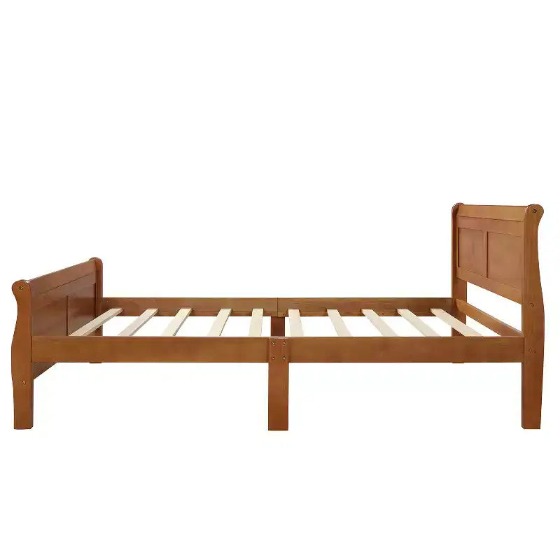 Cadre de lit plateforme double Bellemave en bois avec tête et pied de lit, support à lattes en bois massif, aucun sommier tapissier requis, assemblage facile pour enfants et adolescents