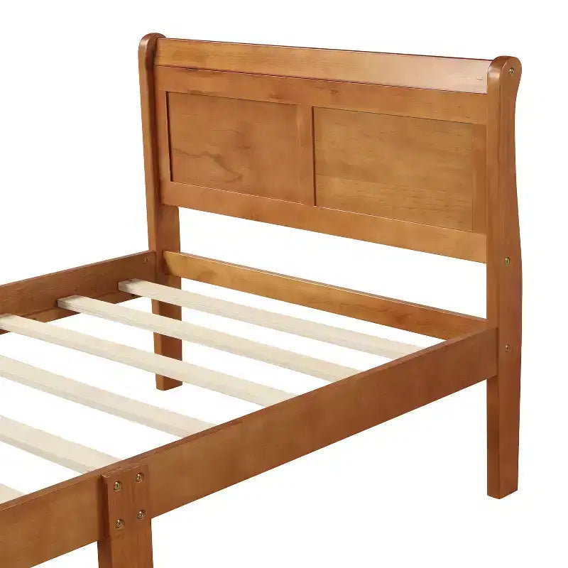 Cadre de lit plateforme double Bellemave en bois avec tête et pied de lit, support à lattes en bois massif, aucun sommier tapissier requis, assemblage facile pour enfants et adolescents
