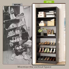 Besiost Tour de rangement à chaussures à 6 niveaux, organisateur de chaussures en bois de 203 cm de haut sur pied