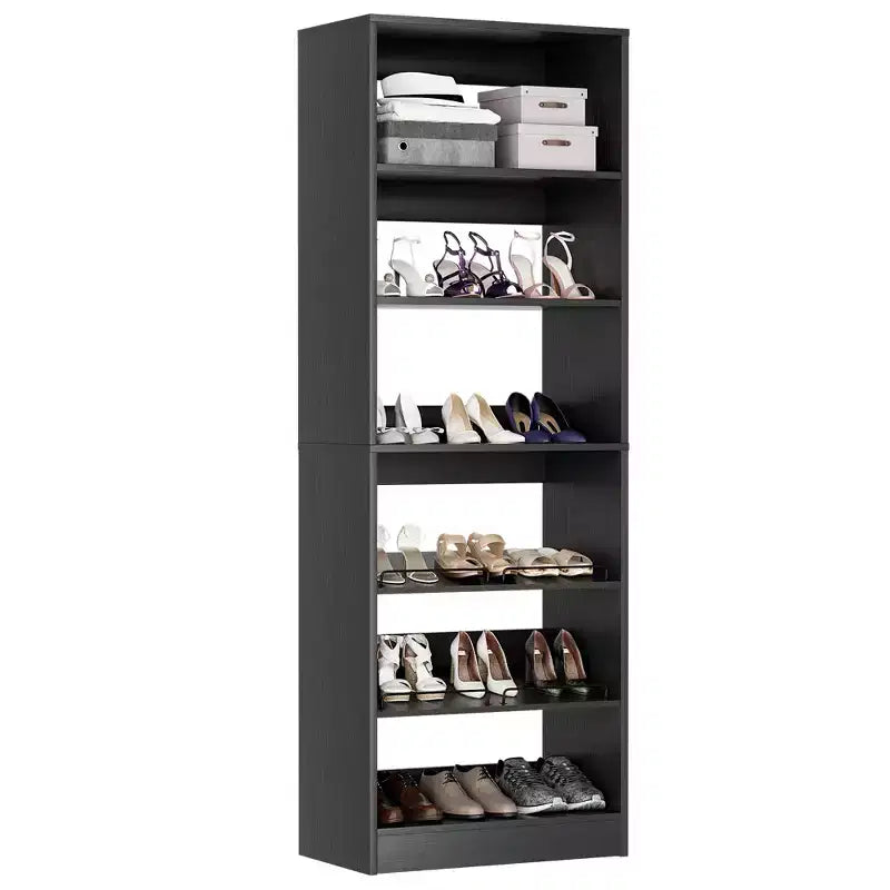 Besiost Tour de rangement à chaussures à 6 niveaux, organisateur de chaussures en bois de 203 cm de haut sur pied
